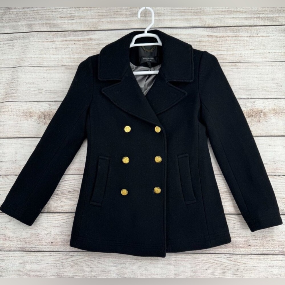Marc Jacobs Double-Breasted 100% Cotton Black Peacoat with Gold Buttons!!